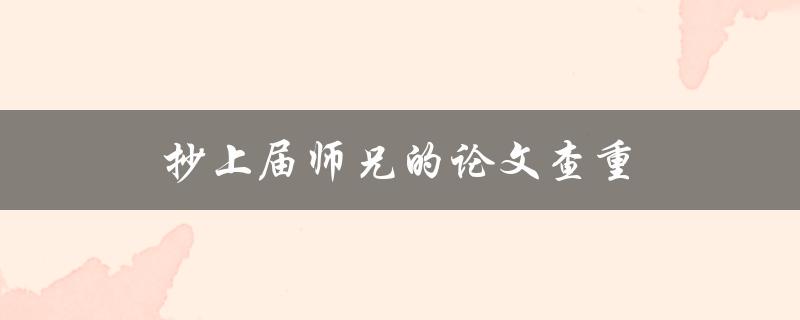 抄上届师兄的论文查重(该如何避免被发现)