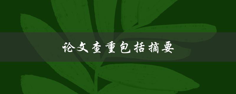 论文查重包括摘要(为什么摘要也需要进行查重？)