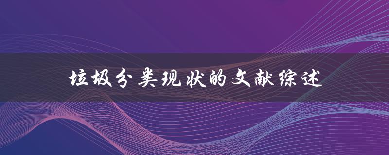 什么是垃圾分类现状？一篇文献综述