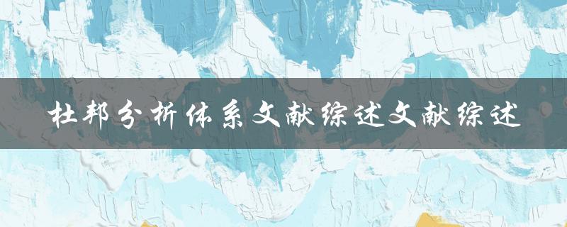 杜邦分析体系文献综述文献综述