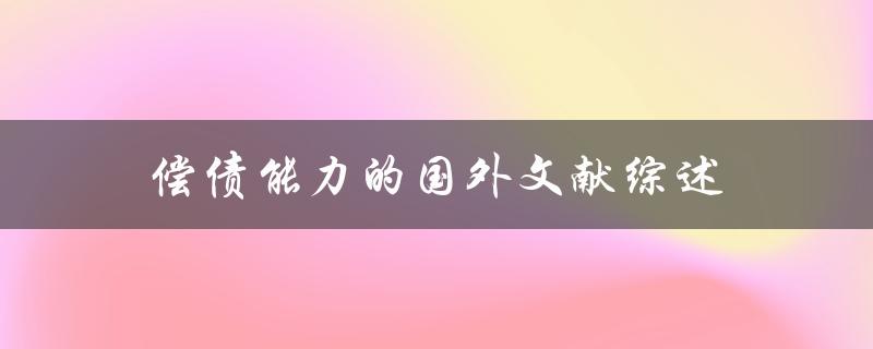偿债能力的国外文献综述哪些研究关注了企业的偿债能力