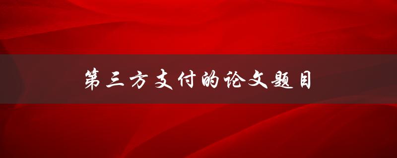 第三方支付的论文题目(如何评估和优化第三方支付系统的安全性)
