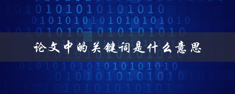 论文中的关键词是什么意思