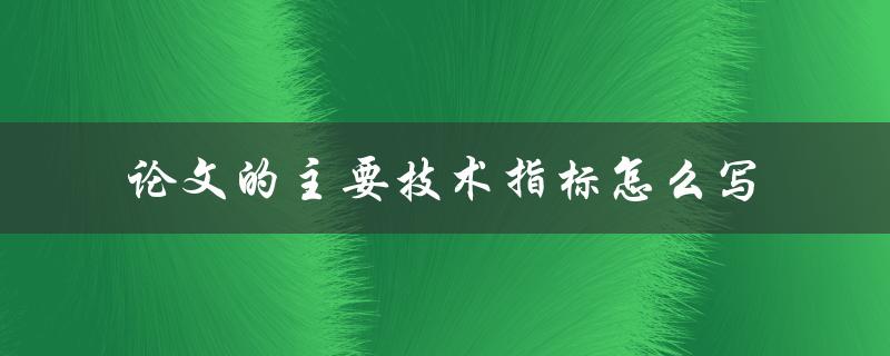 论文的主要技术指标怎么写