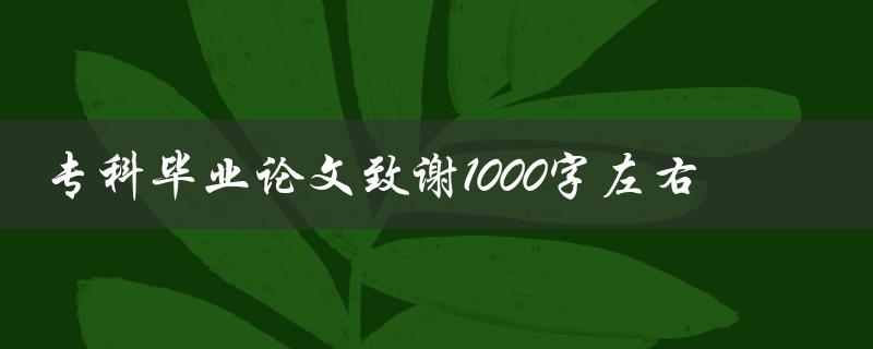 专科毕业论文致谢1000字左右