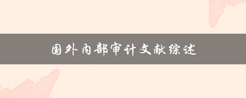 国外内部审计文献综述哪些研究成果值得关注