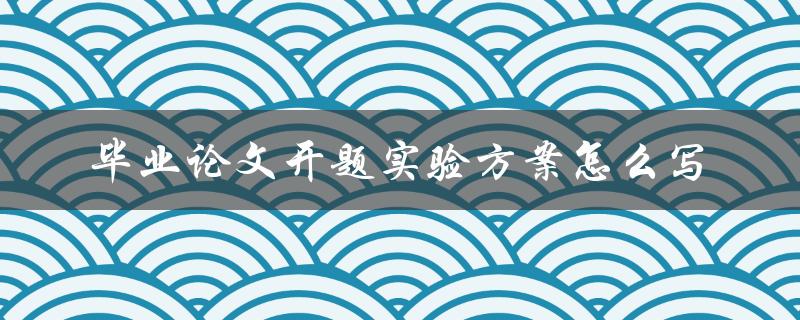 毕业论文开题实验方案怎么写