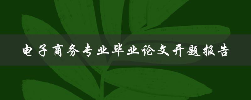 如何撰写一份成功的电子商务专业毕业论文开题报告