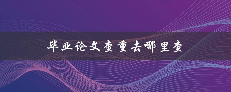 毕业论文查重去哪里查