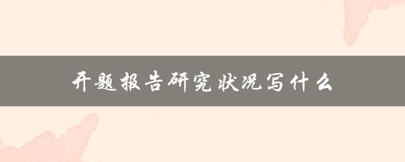 开题报告研究状况写什么