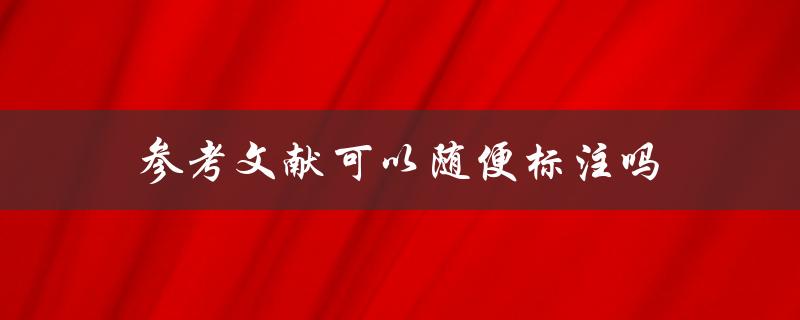 参考文献可以随便标注吗