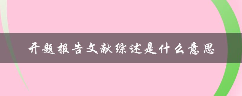 开题报告文献综述是什么意思
