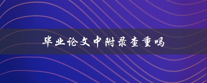 毕业论文中附录查重吗