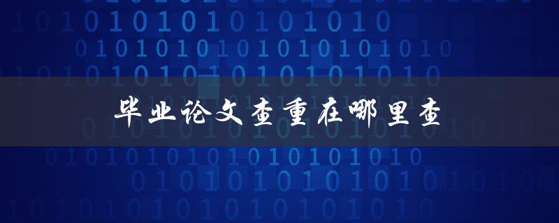 毕业论文查重在哪里查