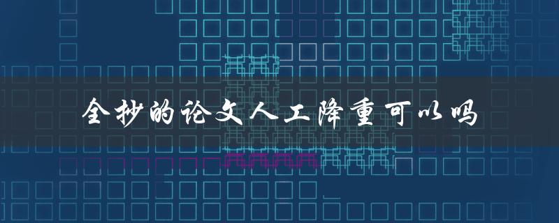 全抄的论文人工降重可以吗