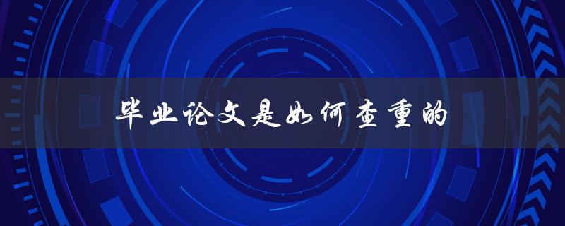 毕业论文是如何查重的