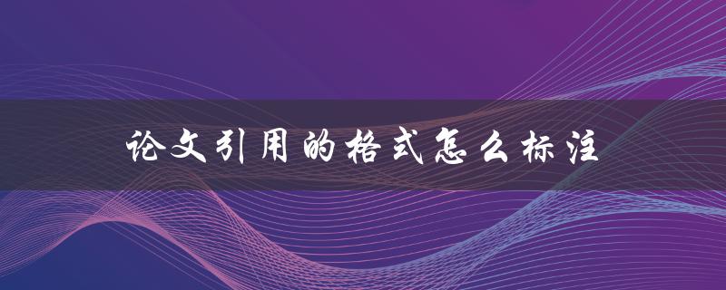 论文引用的格式怎么标注