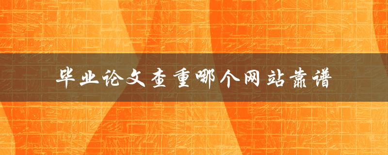 毕业论文查重哪个网站靠谱
