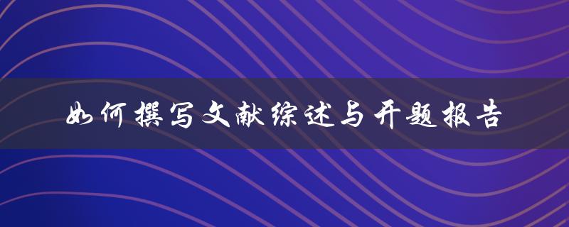 如何撰写文献综述与开题报告
