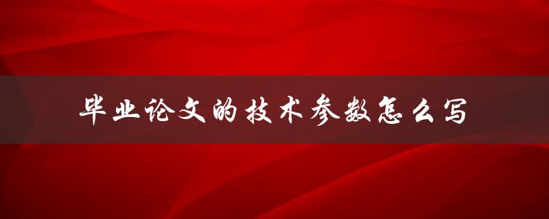 毕业论文的技术参数怎么写