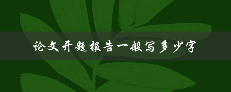 论文开题报告一般写多少字