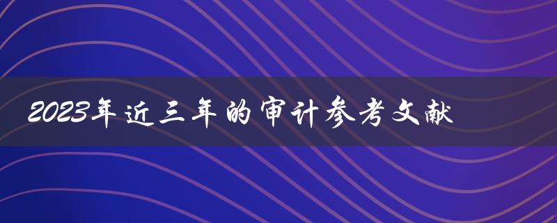 近三年2023年审计参考文献有哪些