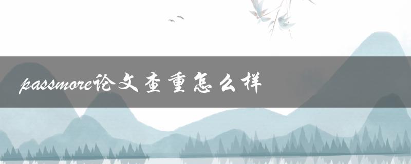 passmore论文查重怎么样