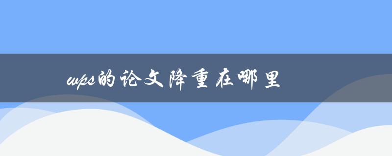 wps的论文降重在哪里(有哪些实用的降重工具)