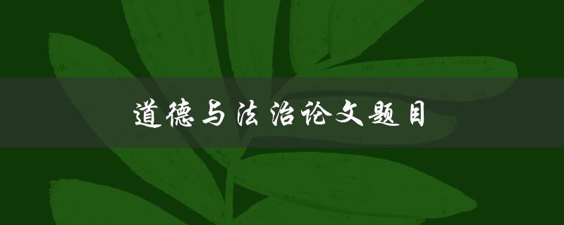 道德与法治论文题目(如何平衡两者的关系)