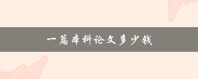 一篇本科论文多少钱(代写价格参考)