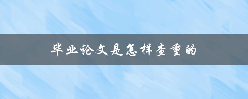 毕业论文是怎样查重的