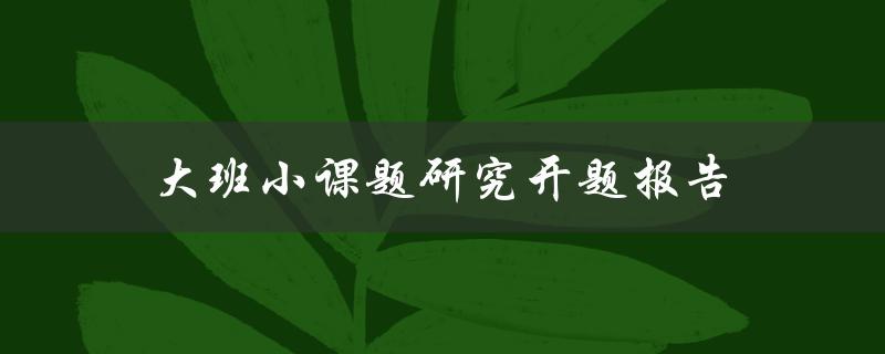 如何撰写大班小课题研究开题报告