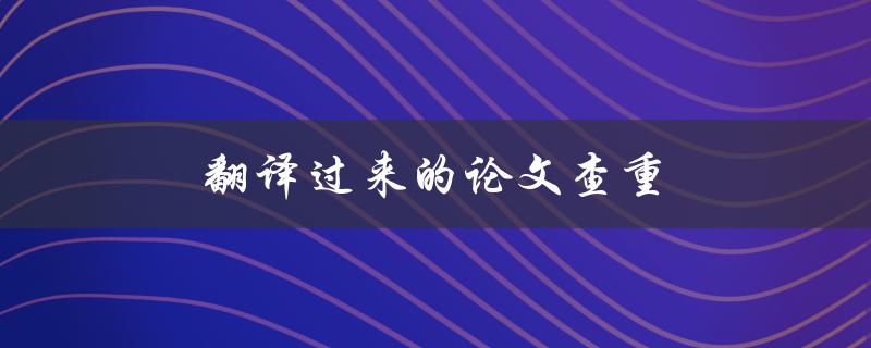 翻译过来的论文查重