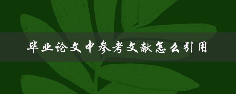 毕业论文中参考文献怎么引用