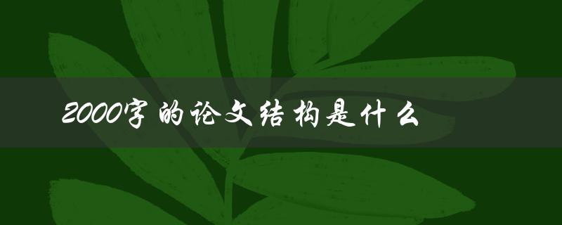 2000字的论文结构是什么