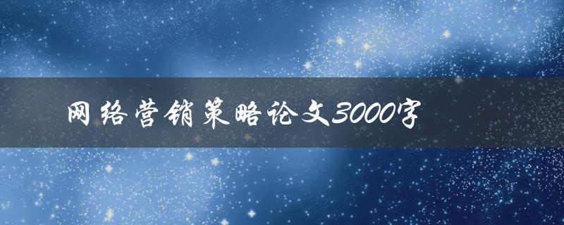 网络营销策略论文3000字