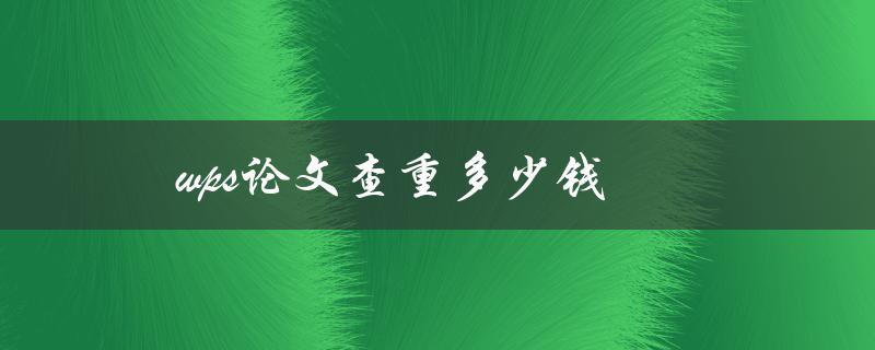 wps论文查重多少钱(怎样选择最优惠的价格)