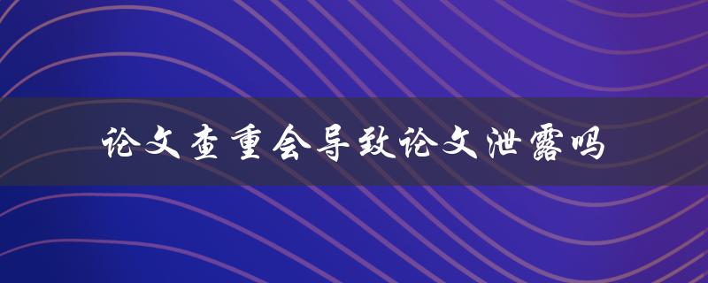 论文查重会导致论文泄露吗