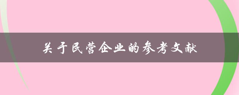 有哪些关于民营企业的参考文献可以推荐