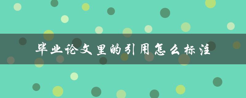 毕业论文里的引用怎么标注