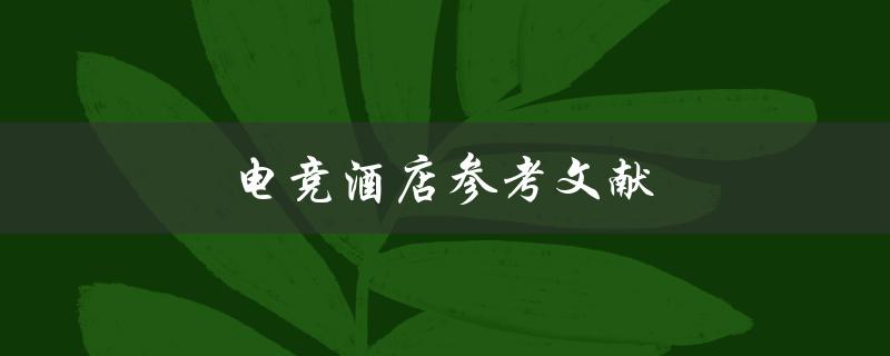 电竞酒店参考文献有哪些推荐