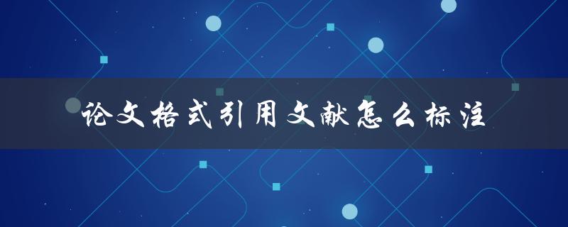 论文格式引用文献怎么标注