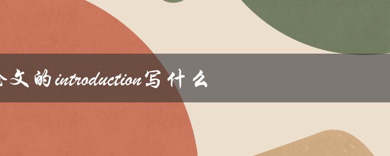 论文的introduction写什么内容