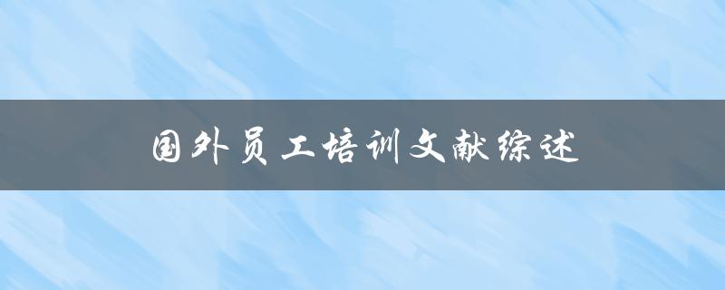 国外员工培训文献综述如何有效提高员工绩效