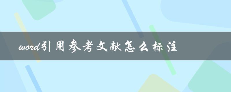 word引用参考文献怎么标注