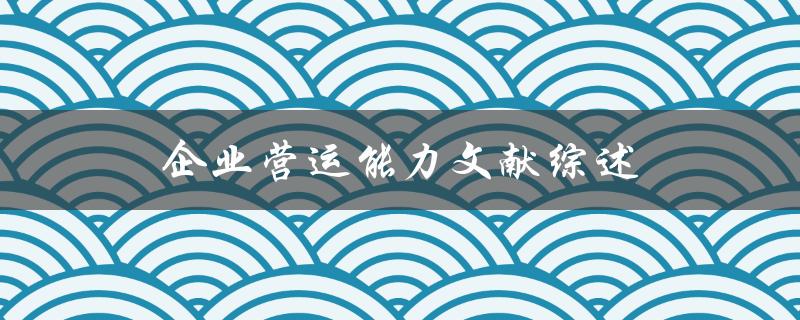 什么是企业营运能力？有哪些文献综述可以帮助我们了解这一概念