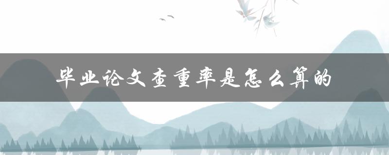 毕业论文查重率是怎么算的