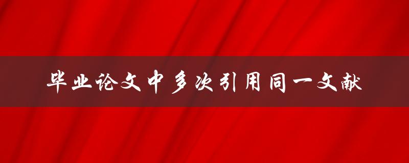 如何在毕业论文中处理多次引用同一文献
