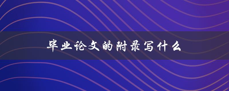 毕业论文的附录写什么(有哪些必备内容)