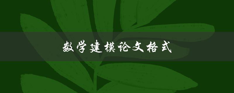 数学建模论文格式(如何正确撰写数学建模论文)